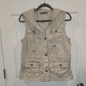 Women's Hooded Utility Vest - Beige